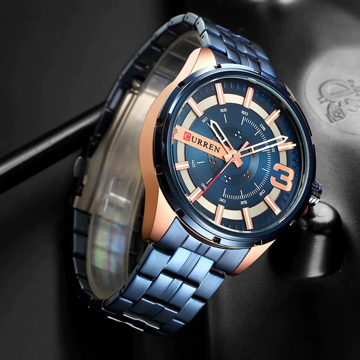 CURREN Original Brand Stainless Steel Band Wrist Watch For Couples With Brand (Box & Bag)