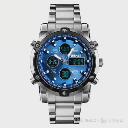 SKMEI 1389 Luxury Waterproof Dual Display Watch – Stylish, Strong & Smart for Men