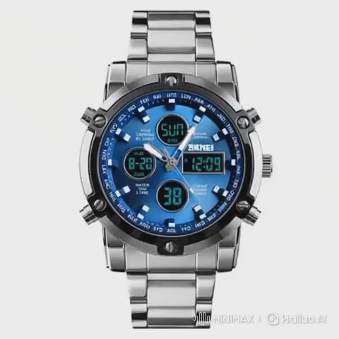 SKMEI 1389 Luxury Waterproof Dual Display Watch – Stylish, Strong & Smart for Men