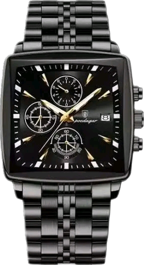 Luxury Black Square Chronograph Men's Watch