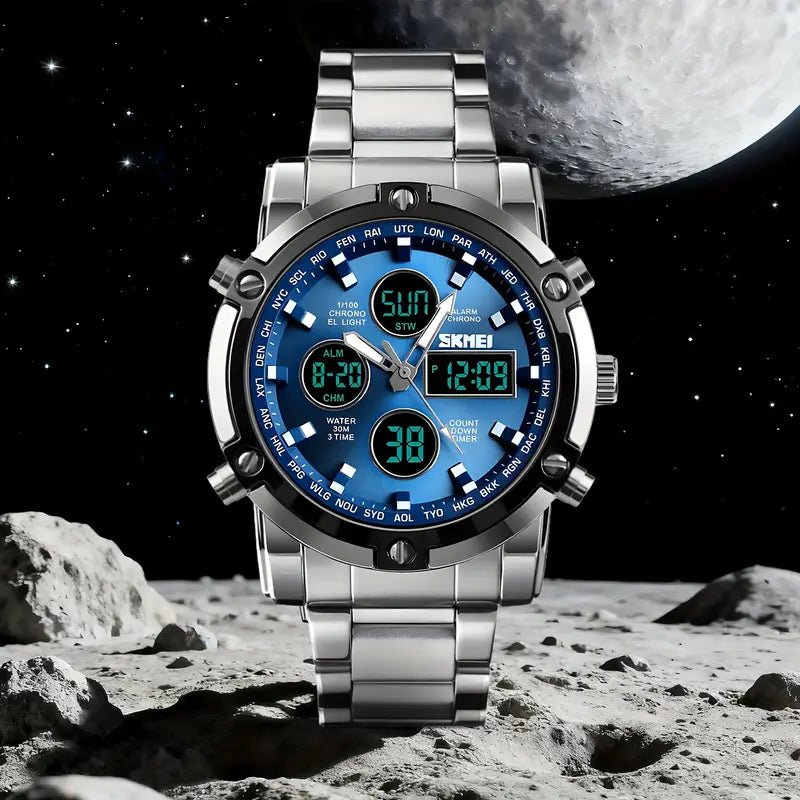 SKMEI 1389 Luxury Waterproof Dual Display Watch – Stylish, Strong & Smart for Men