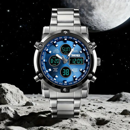 SKMEI 1389 Luxury Waterproof Dual Display Watch – Stylish, Strong & Smart for Men