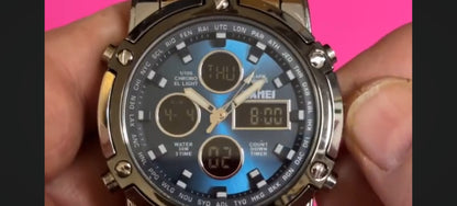 SKMEI 1389 Luxury Waterproof Dual Display Watch – Stylish, Strong & Smart for Men