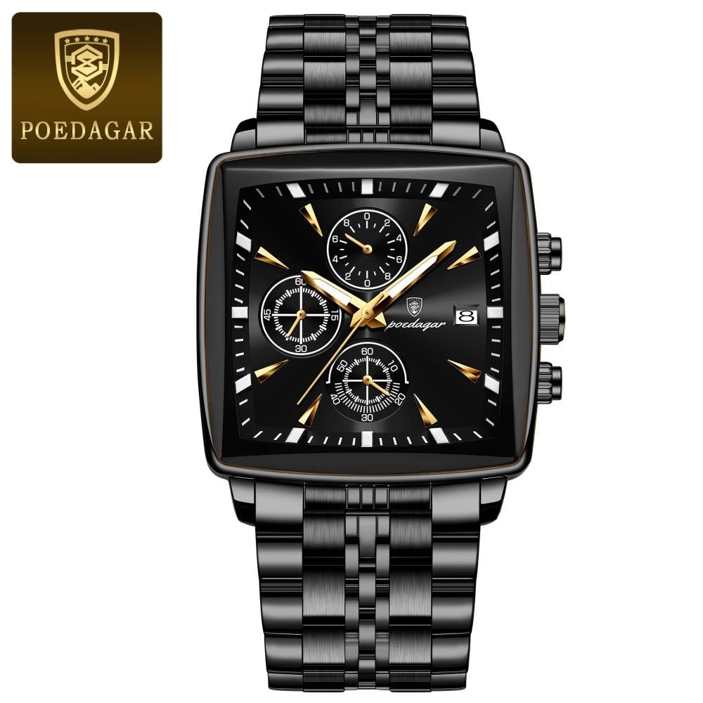 Luxury Black Square Chronograph Men's Watch