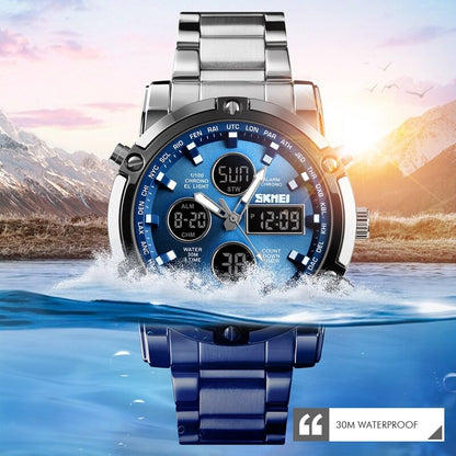 SKMEI 1389 Luxury Waterproof Dual Display Watch – Stylish, Strong & Smart for Men
