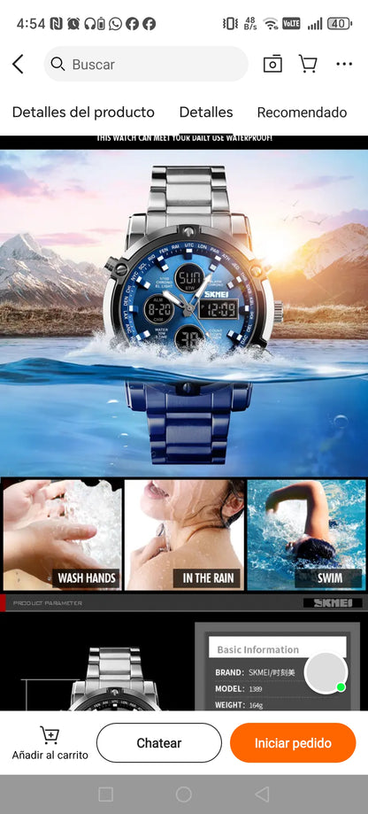 SKMEI 1389 Luxury Waterproof Dual Display Watch – Stylish, Strong & Smart for Men