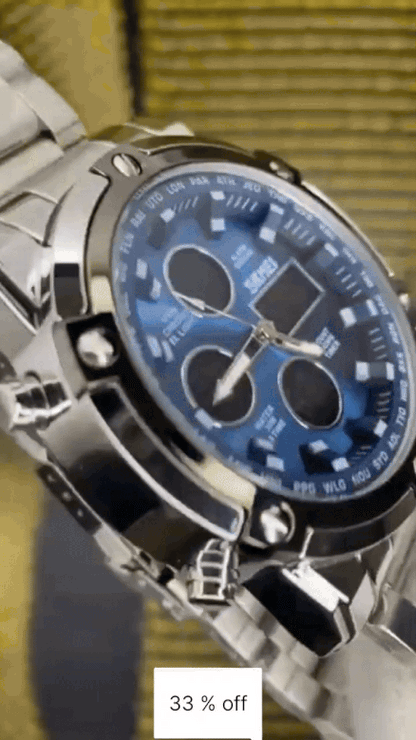 SKMEI 1389 Luxury Waterproof Dual Display Watch – Stylish, Strong & Smart for Men